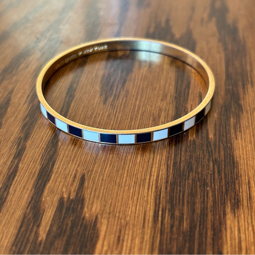 Kate Spade gold, black and white enamel checker bangle